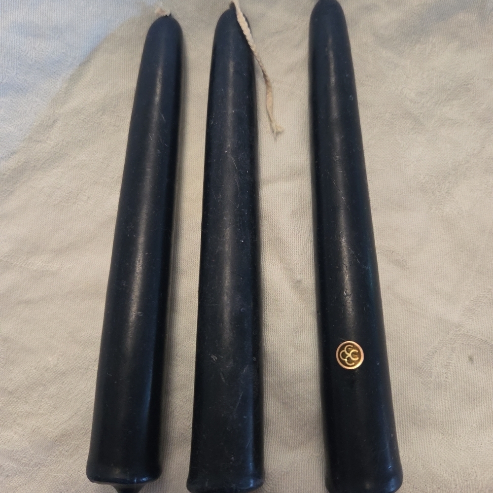 3 Vintage CCCC Colonial Candle Of Cape Cod Taper Candles HandDipt Dipped 6" Navy